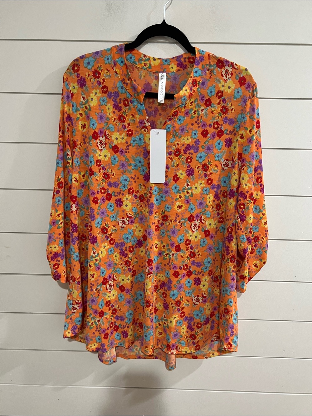Dear Scarlett Floral V-Neck Blouse - Orange Multi